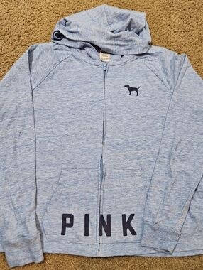 PINK Victoria's Secret Large Vintage Spellout Full Zip Hoodie